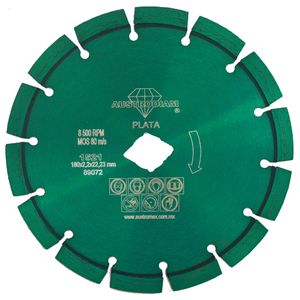 Disco De Diamante Segmentado 7"X.09"X7/8" Verde-Plata Cl1521 Austrodiam