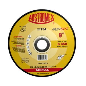 Disco De Corte 9"X1/8"X7/8" Óxido De Aluminio Alto Rendimiento Cl734 Austromex