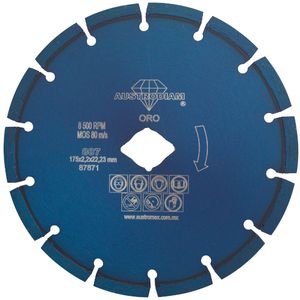 Disco De Diamante Segmentado 7"X0.1"X7/8" Azul Oro Cl807 Austrodiam